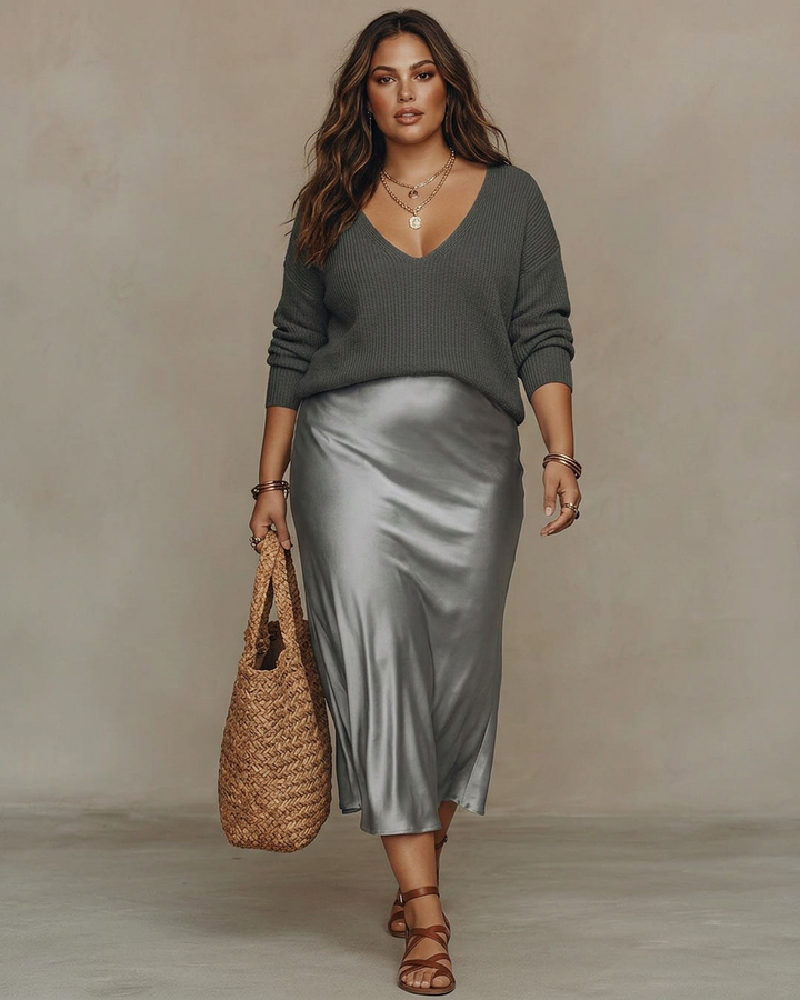 Alessia | Elegant Satin Midi Dress