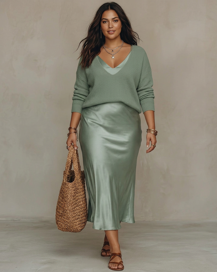 Alessia | Elegant Satin Midi Dress