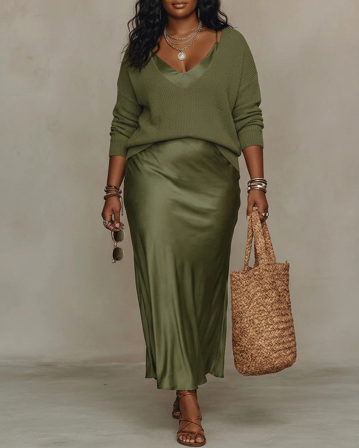 Alessia | Elegant Satin Midi Dress