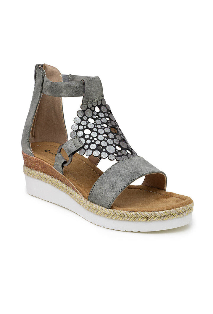 Orsolya | Grey Green Wedge Sandal