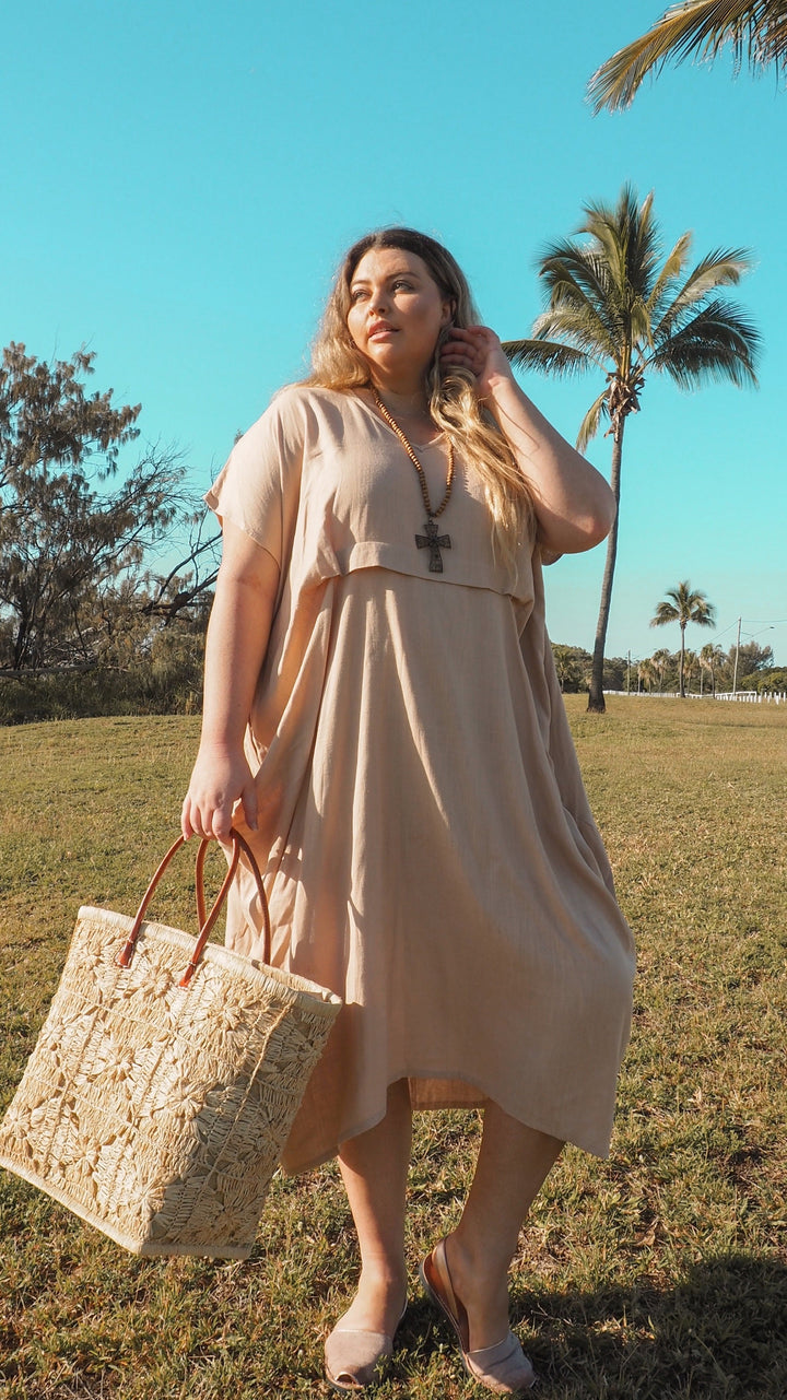 Sophia | Draped Linen Midi Dress