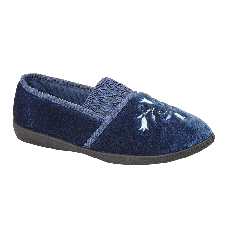 Sasha | Wide Fit Embroidered Slippers