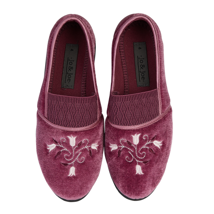 Sasha | Wide Fit Embroidered Slippers