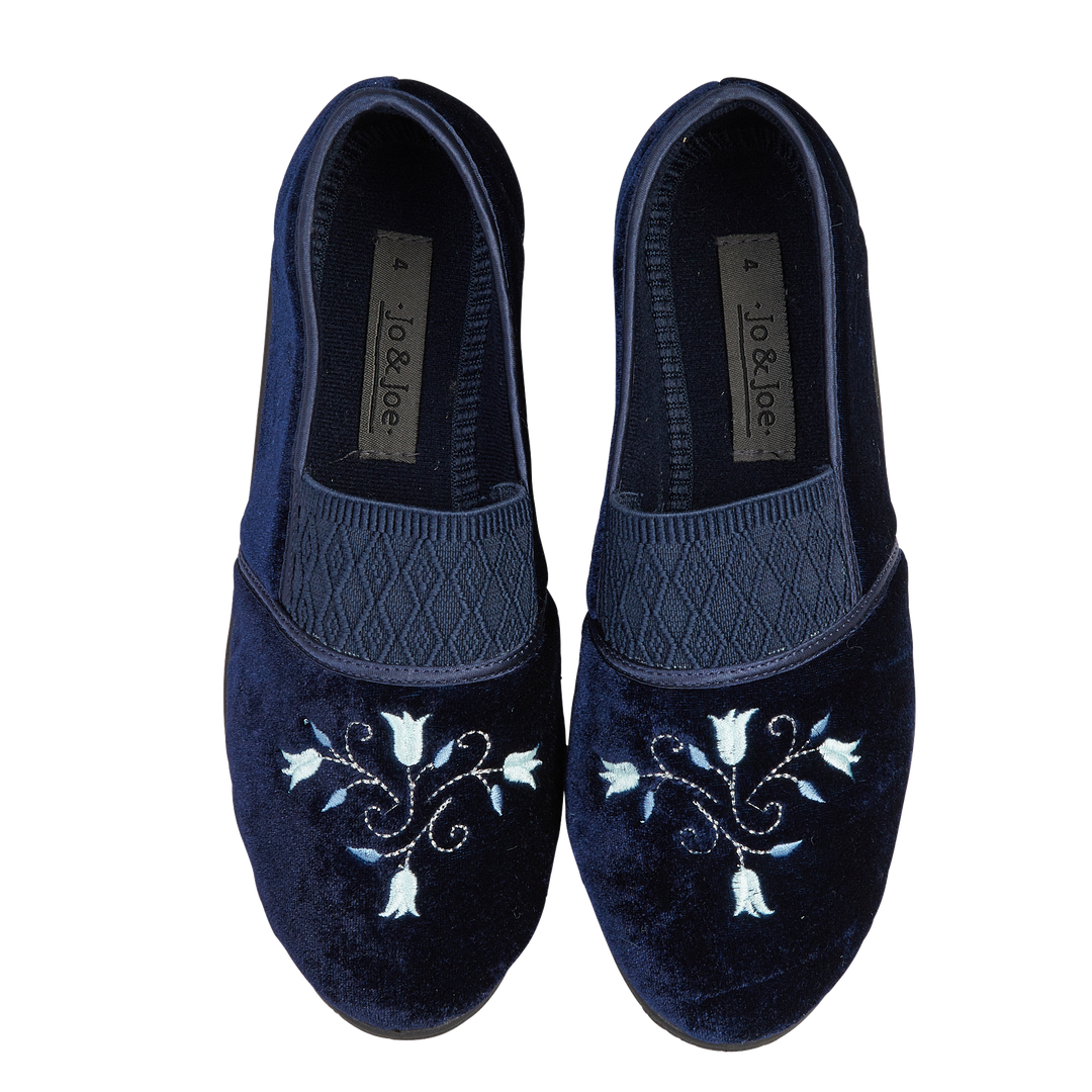 Sasha | Wide Fit Embroidered Slippers