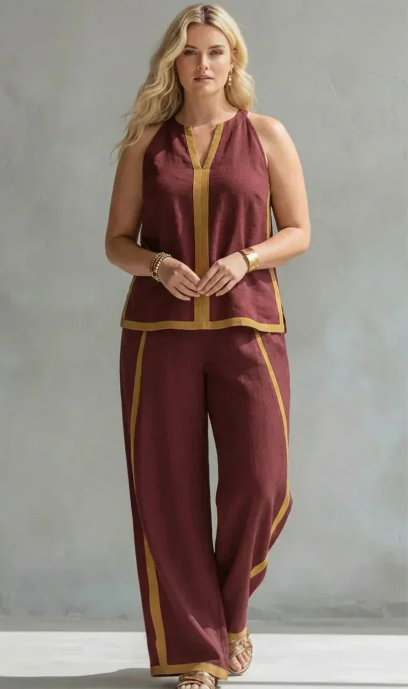 Ursula | Vest and Pants Set with Bicolour Finish