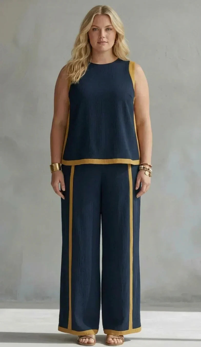 Ursula | Vest and Pants Set with Bicolour Finish