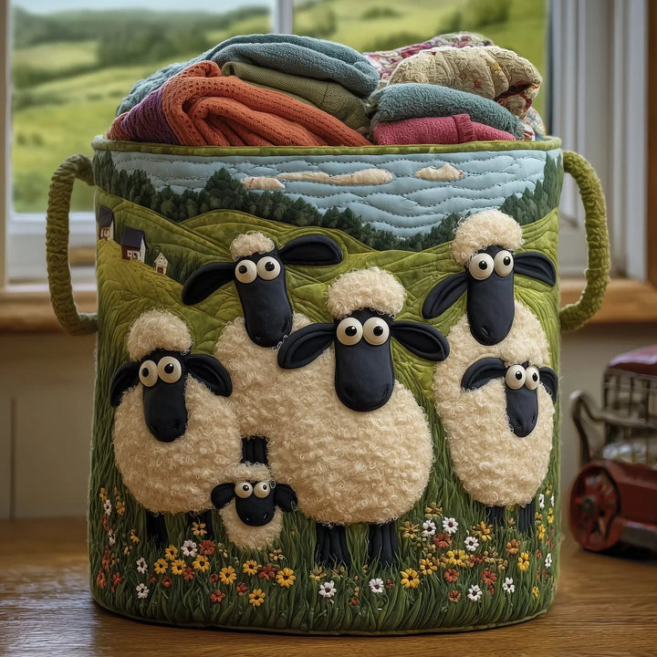 Rosie's Hand-Quilted Sheep Basket