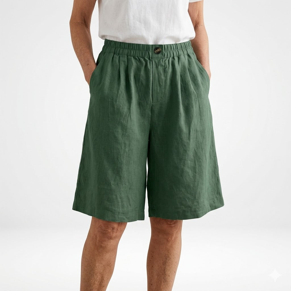 Amberley | Breezy Wide Leg Linen Shorts with Elastic Waist