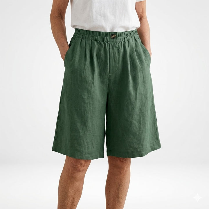 Amberley | Breezy Wide Leg Linen Shorts with Elastic Waist