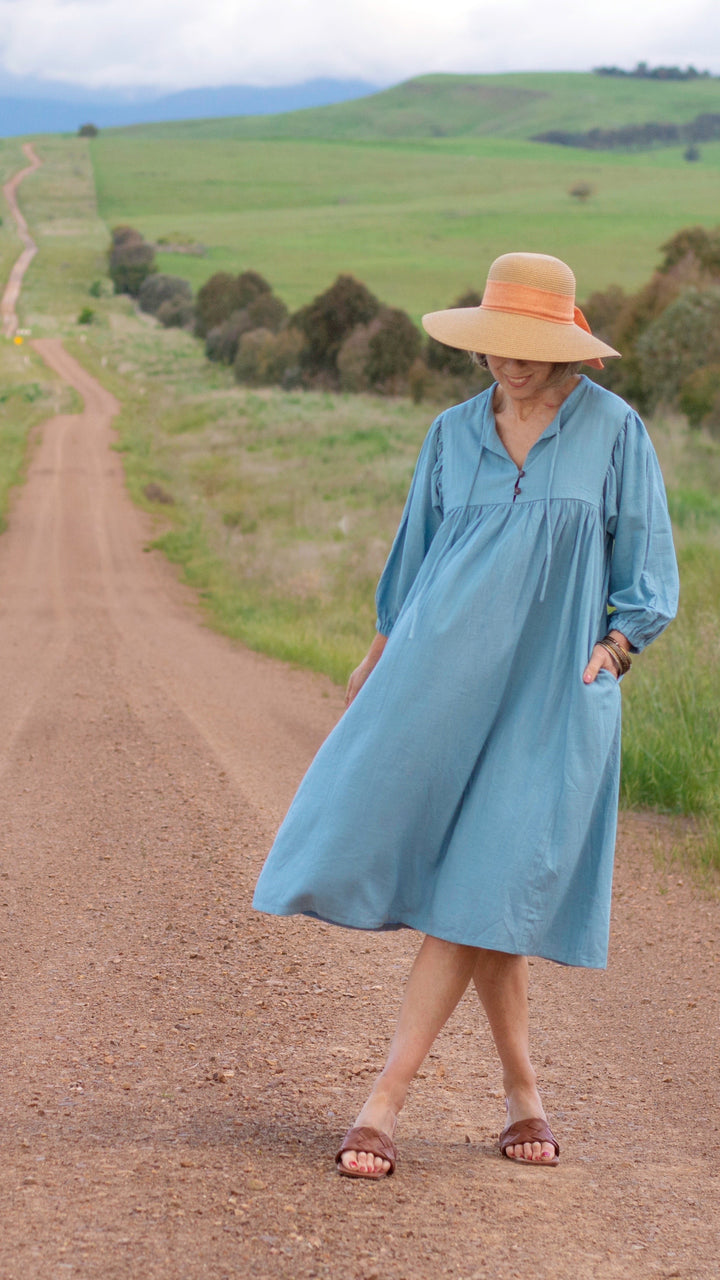 Harriet | Sky Blue Linen Dress