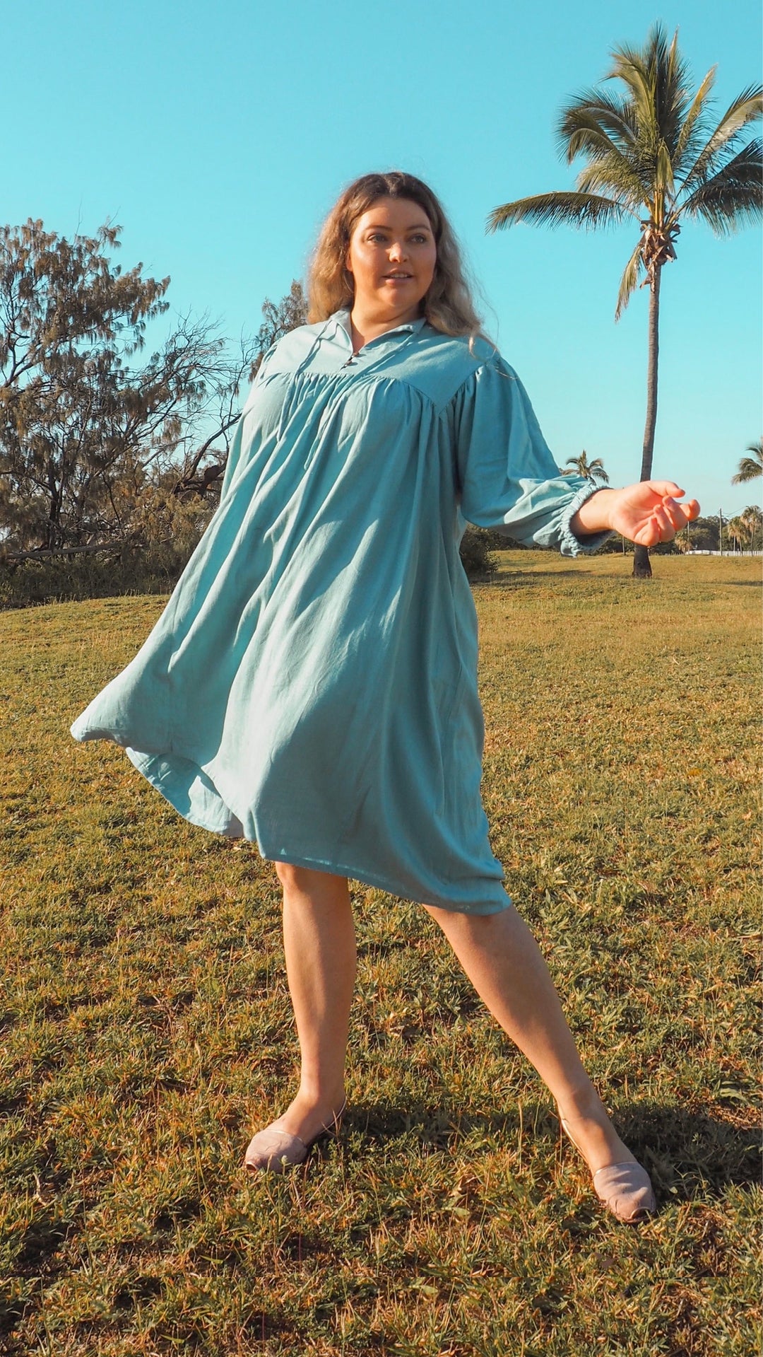 Harriet | Sky Blue Linen Dress