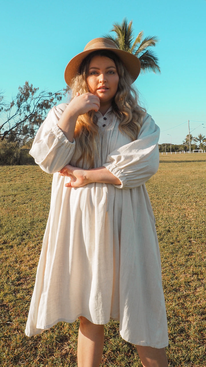 Isabella | Sand Linen Dress