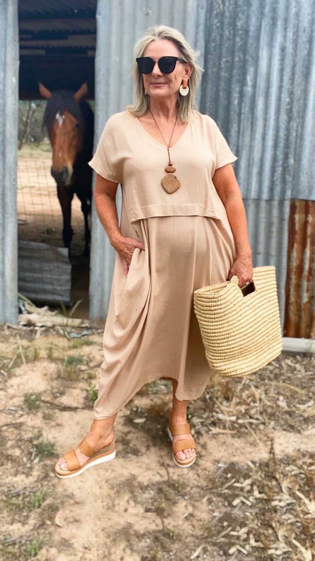 Sophia | Draped Linen Midi Dress