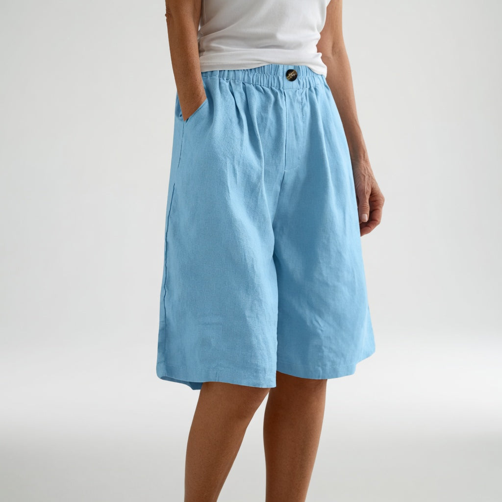 Amberley | Breezy Wide Leg Linen Shorts with Elastic Waist