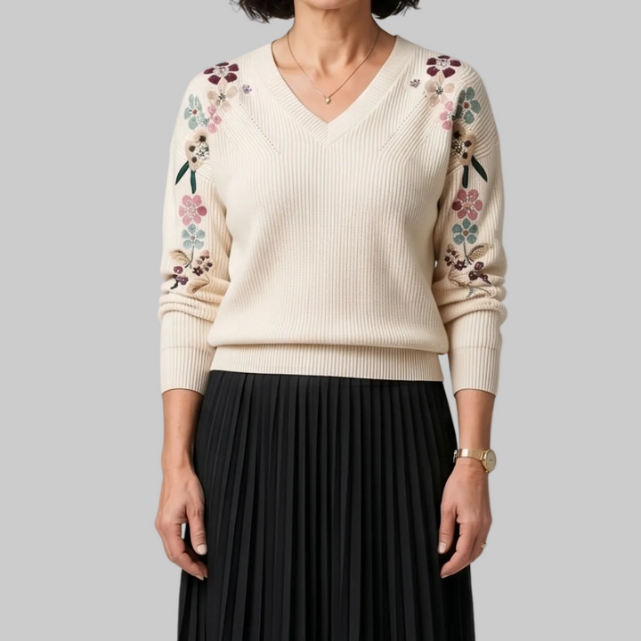 Amabel | Elegant Floral Knit Jumper