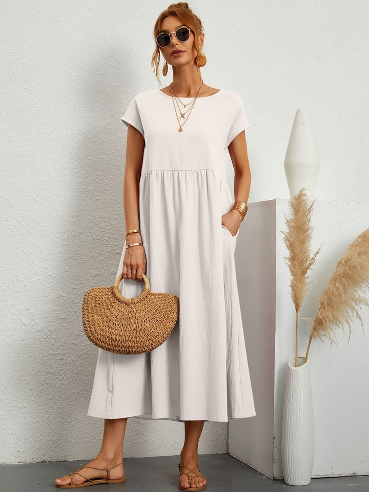 Freya | Light Midi Dress with Pockets and Short Sleeves