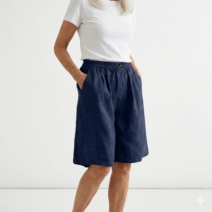 Amberley | Breezy Wide Leg Linen Shorts with Elastic Waist