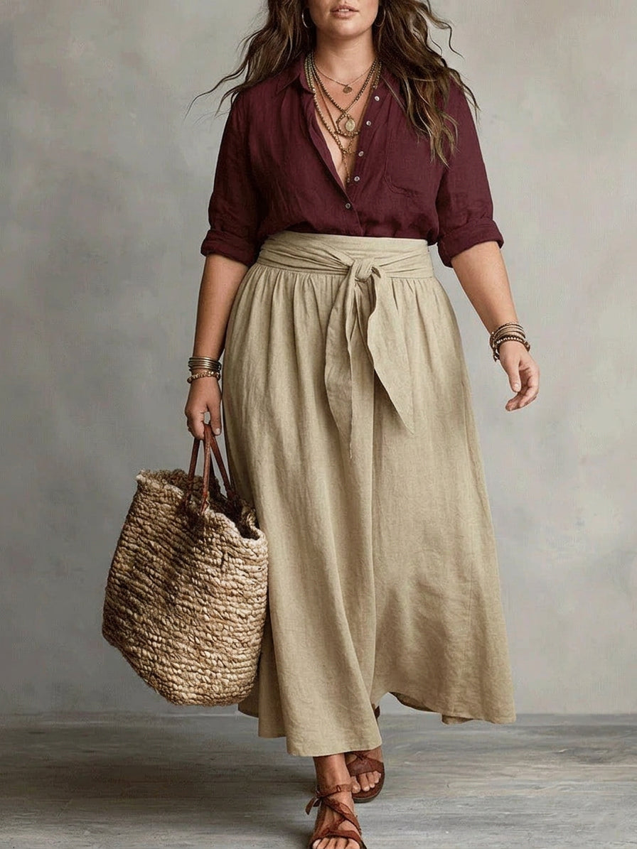 Vera | Two-Piece Tee and Midi Skirt Set