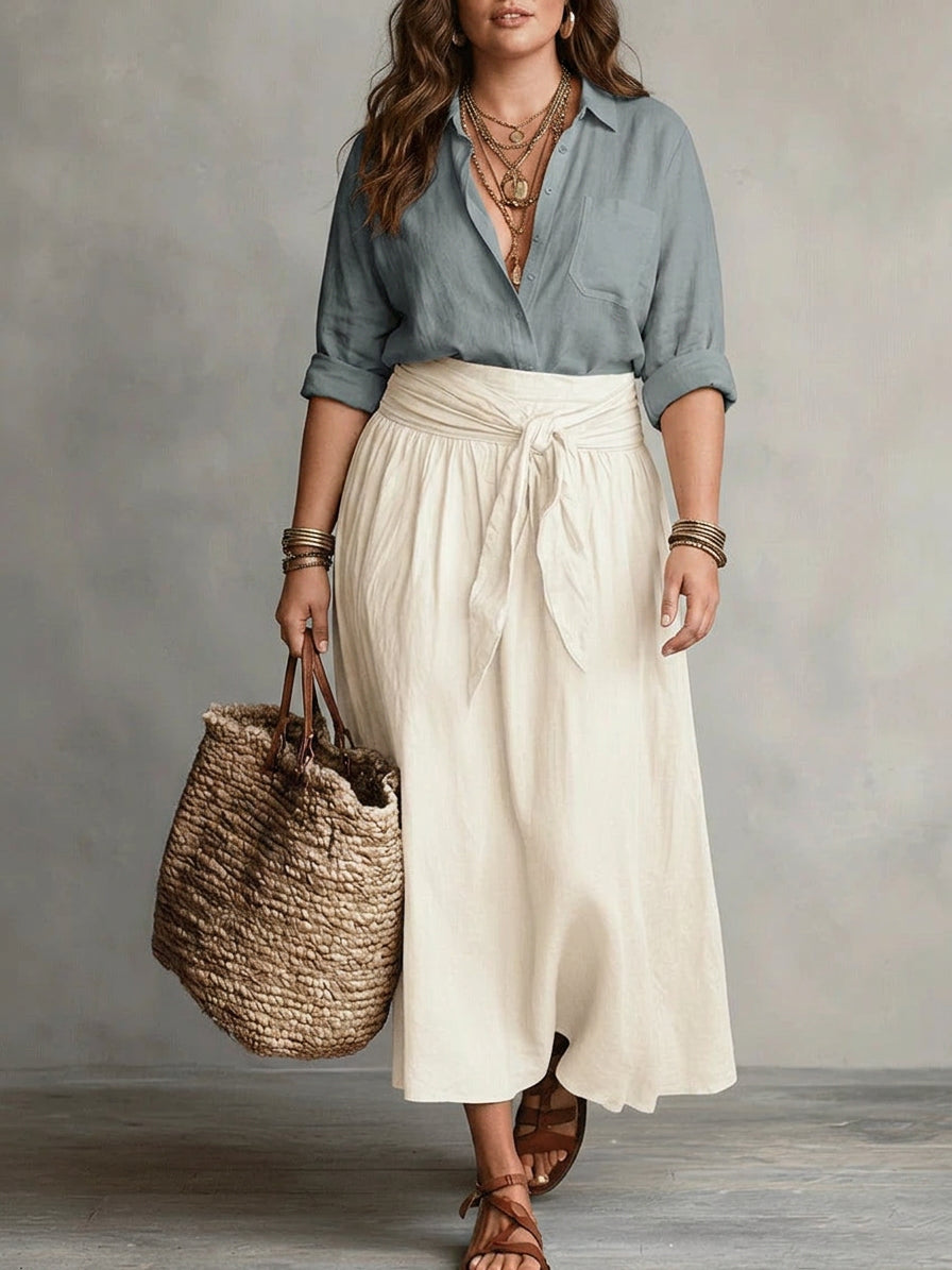 Vera | Two-Piece Tee and Midi Skirt Set
