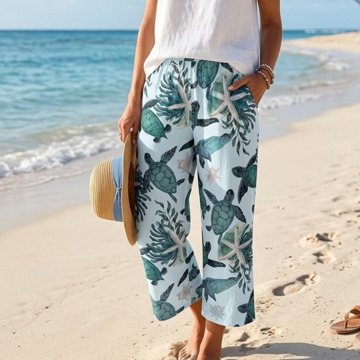 Brea | Elastic Waist Printed Straight Leg Pants