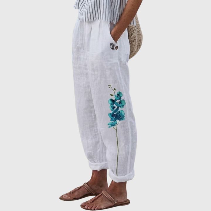 Moira | Elegant Vintage Floral Print Pants