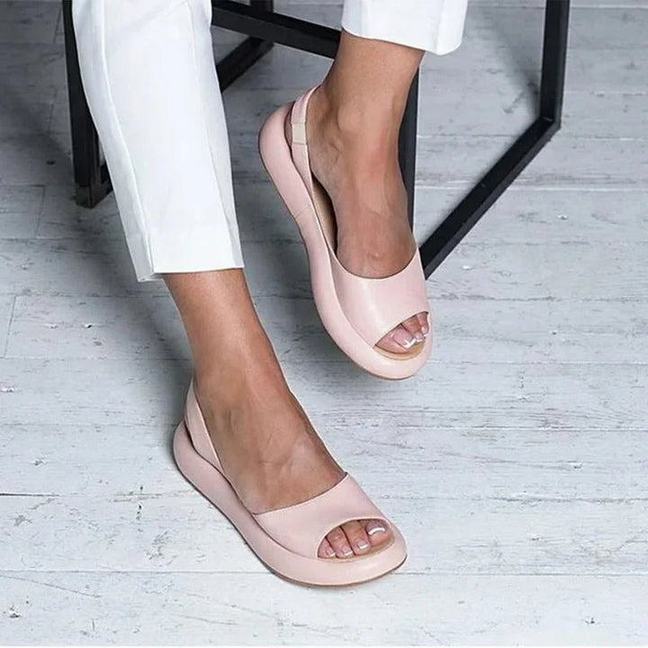 Gwen | Open Toe Platform Flats