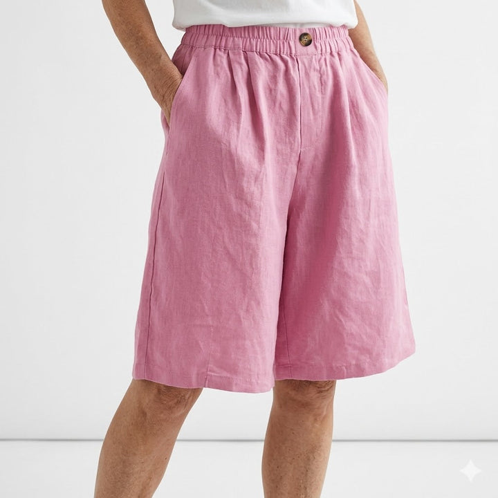 Amberley | Breezy Wide Leg Linen Shorts with Elastic Waist