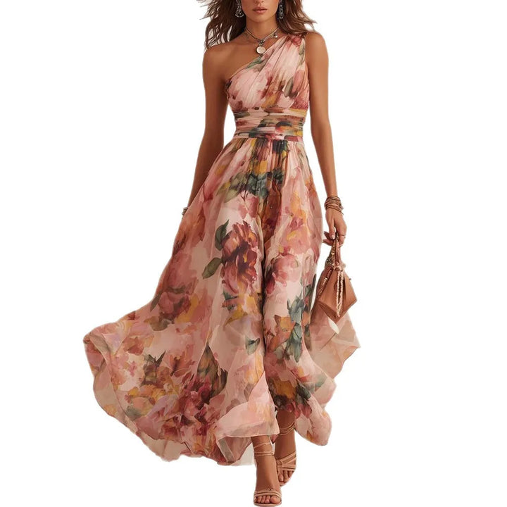Maeve | One-Shoulder Digital Print Dress