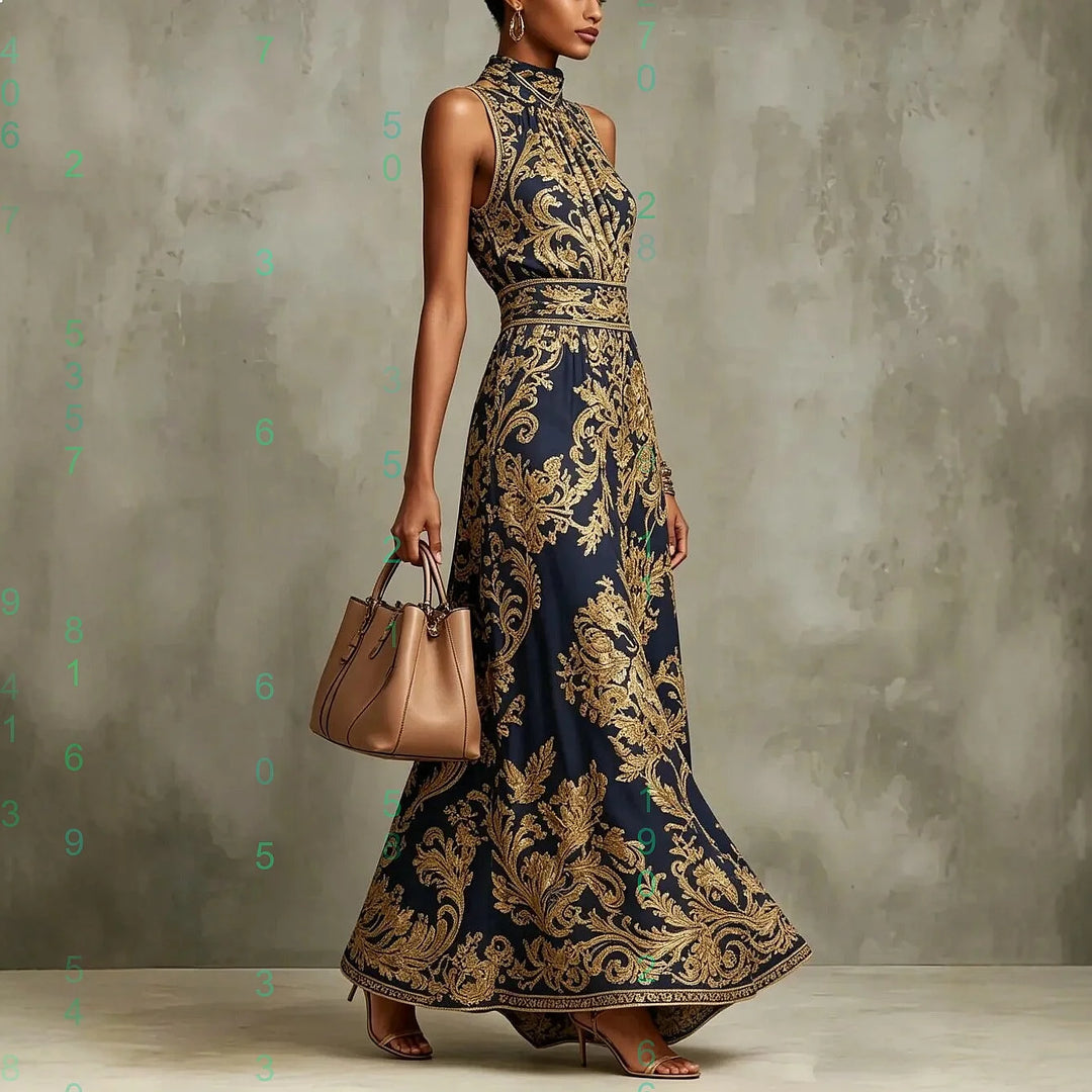 Seraphina | Gold Embroidered Evening Gown
