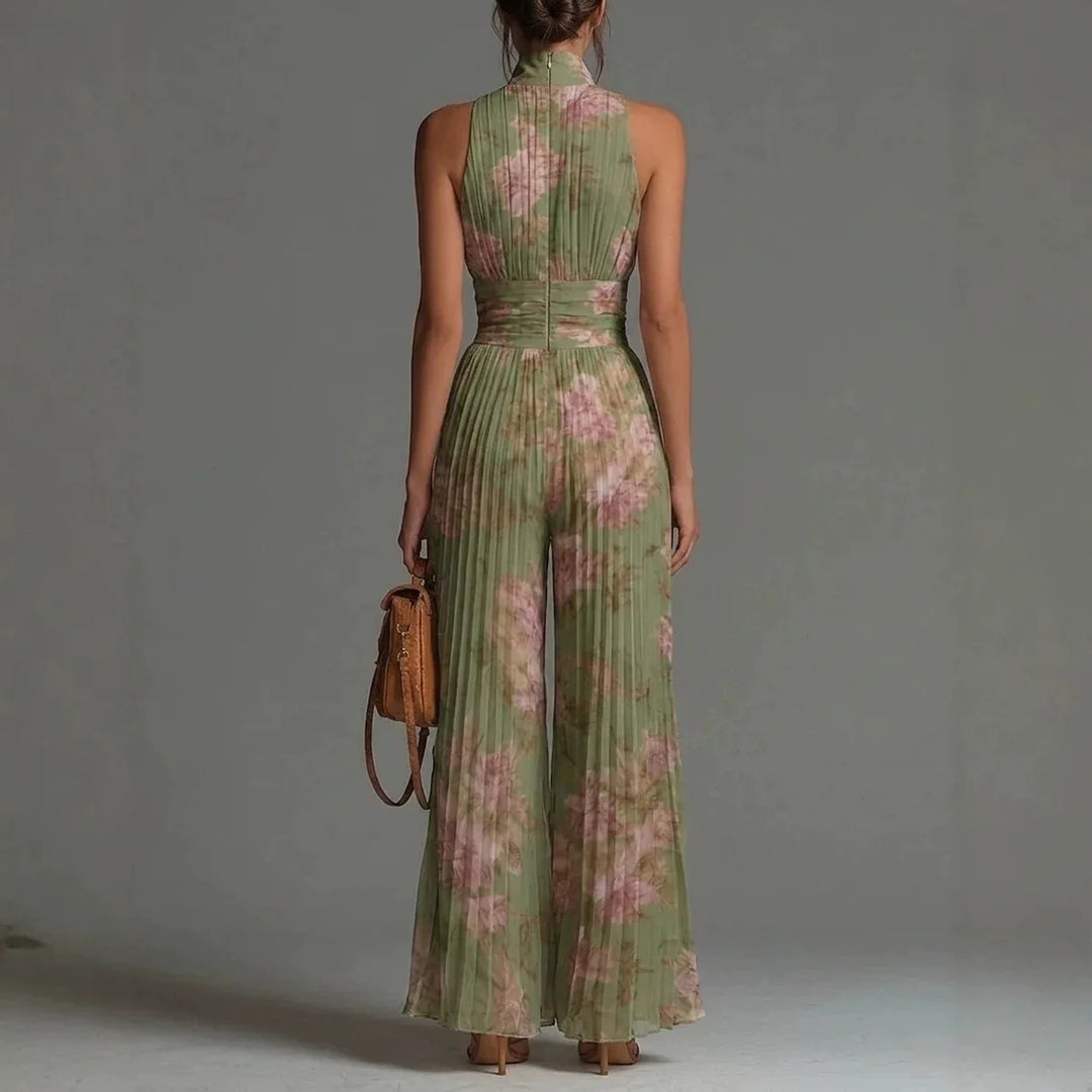 Linnea | Pleated Chiffon Wide-Leg Jumpsuit