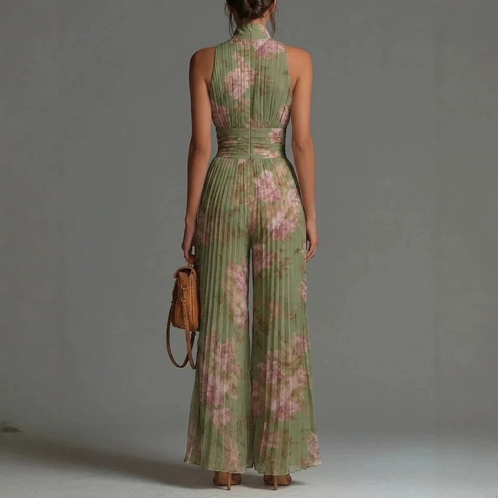 Linnea | Pleated Chiffon Wide-Leg Jumpsuit