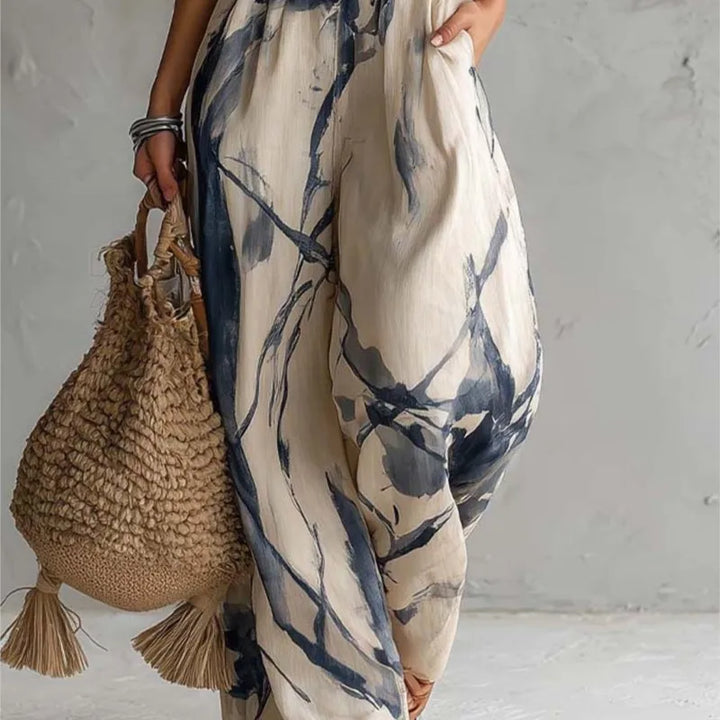 Sylvie | Watercolour Print Halter Jumpsuit
