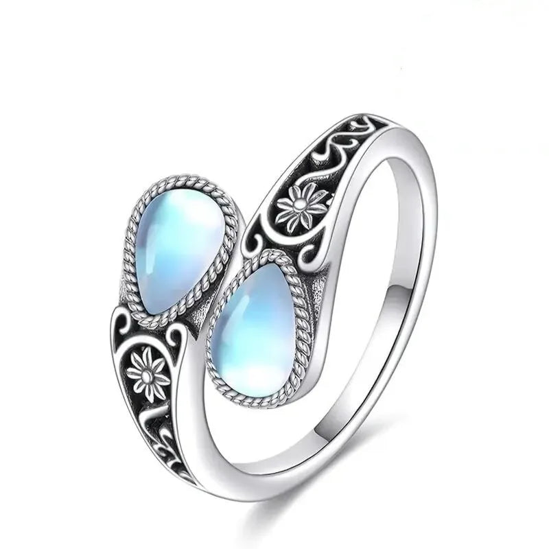 Elegant Ring with Moonstone Blossom