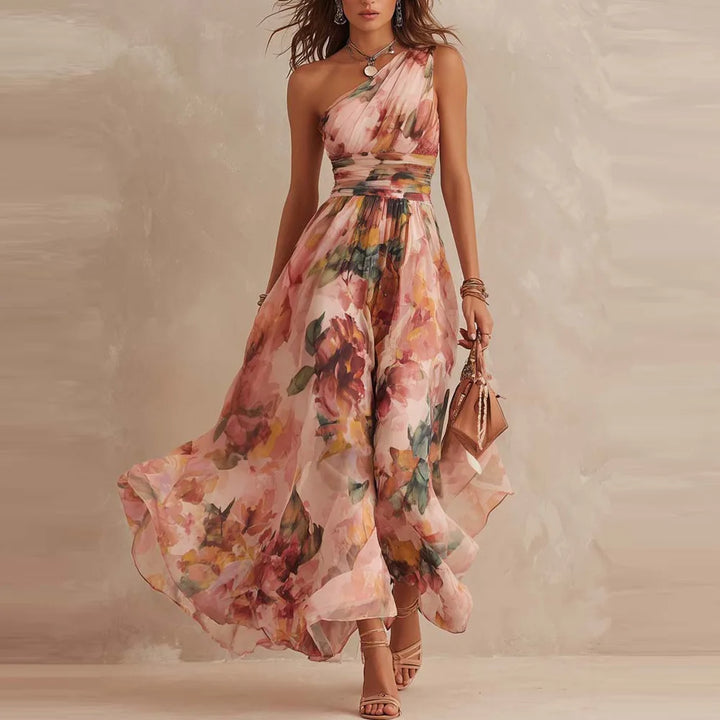 Maeve | One-Shoulder Digital Print Dress