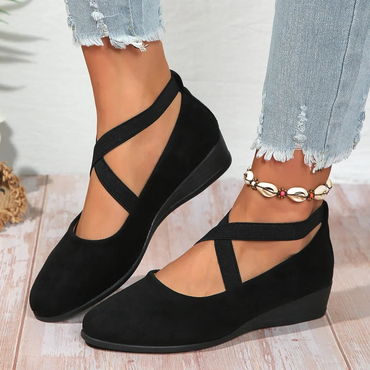 Mary | Black Wedge Orthopedic Shoes