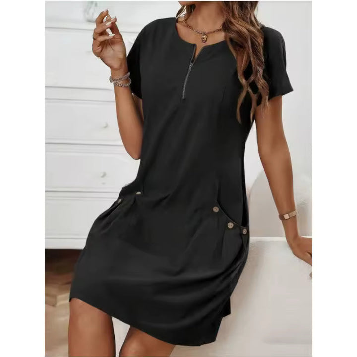 Marisette | Zip Front Linen Dress