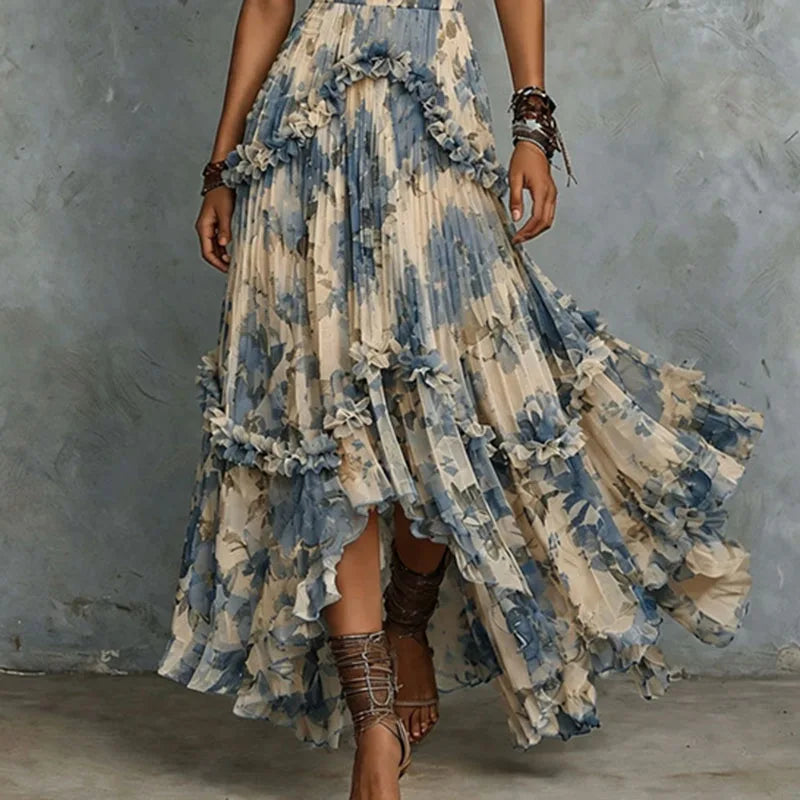 Vivienne | 3D Floral Strapless Layered Maxi Dress