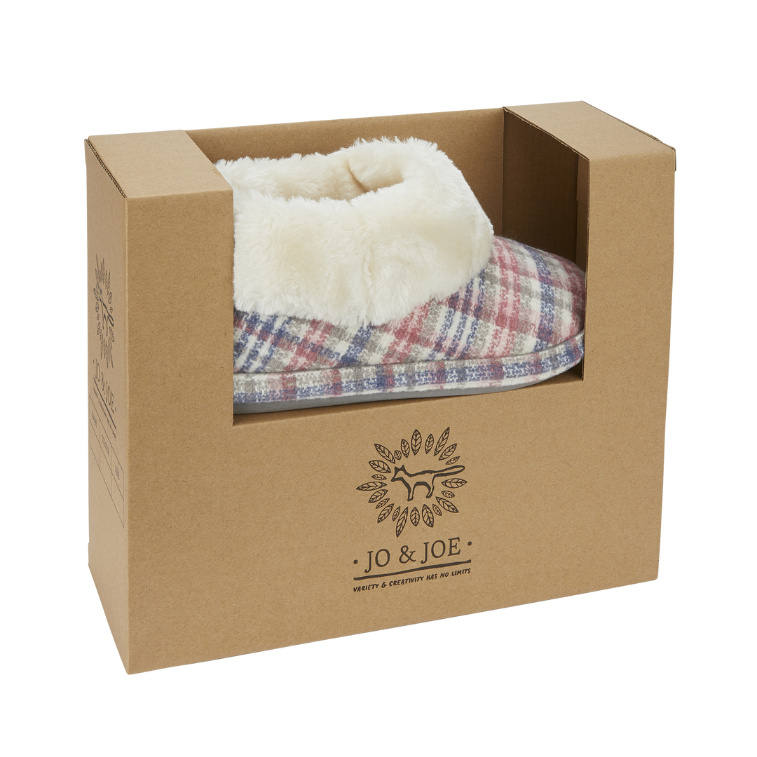 Elke | Pink Tartan Ankle Bootee Slippers