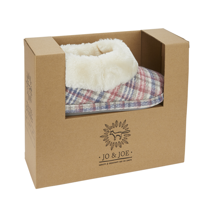 Elke | Pink Tartan Ankle Bootee Slippers