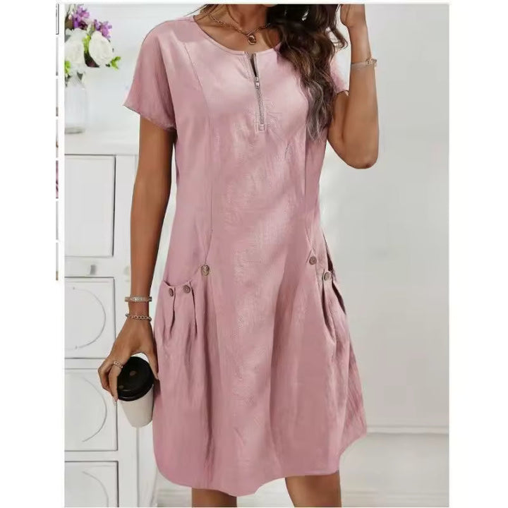 Petronia | Zip Front Linen Dress