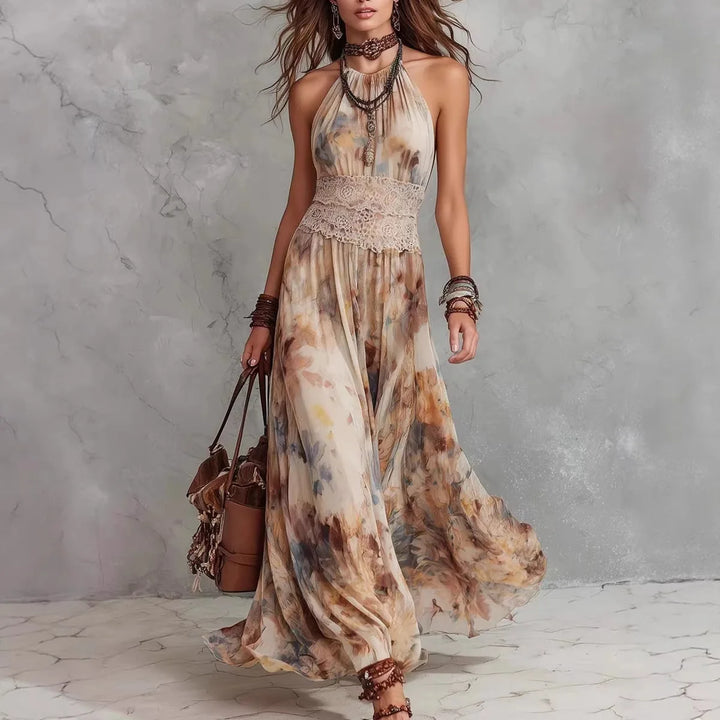 Solene | Tie-Dye Halter Maxi Dress