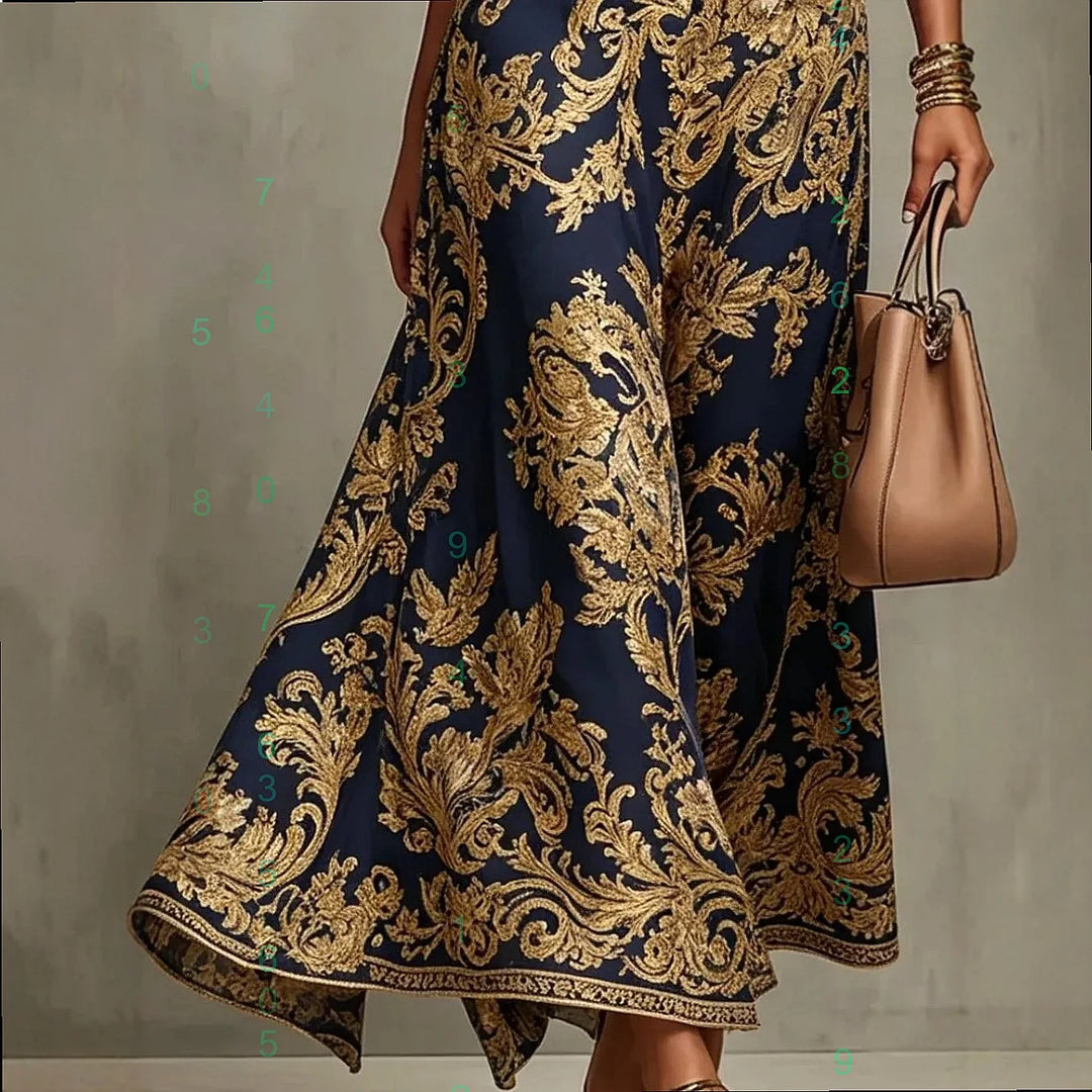 Seraphina | Gold Embroidered Evening Gown