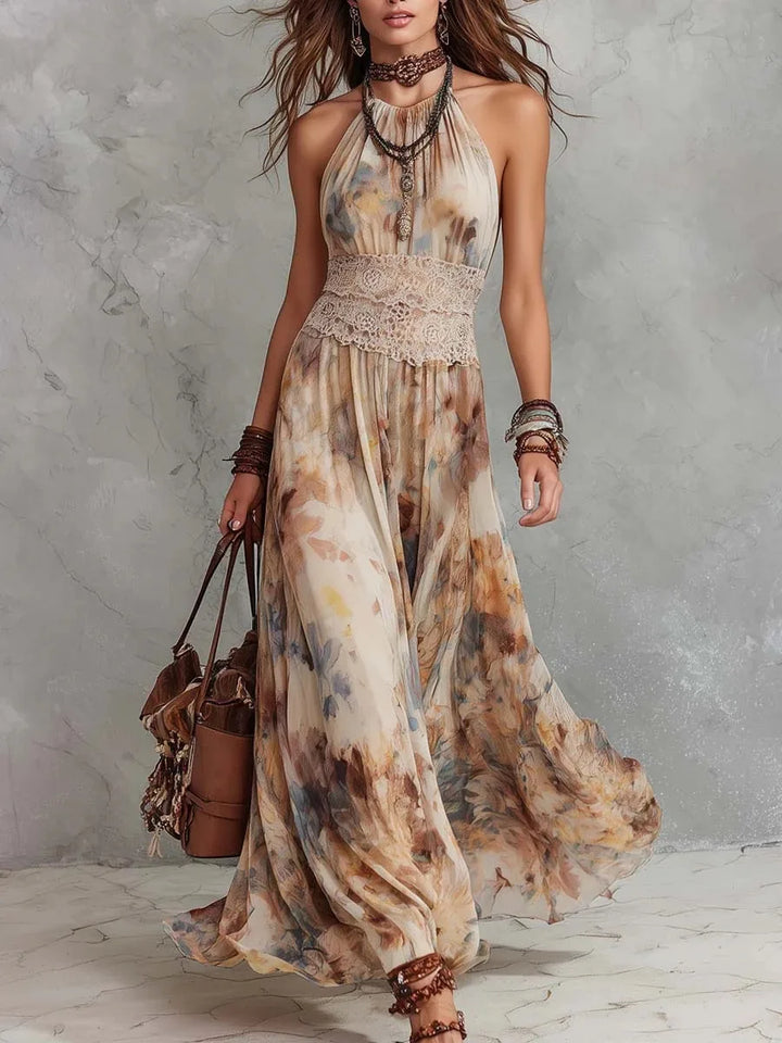 Solene | Tie-Dye Halter Maxi Dress