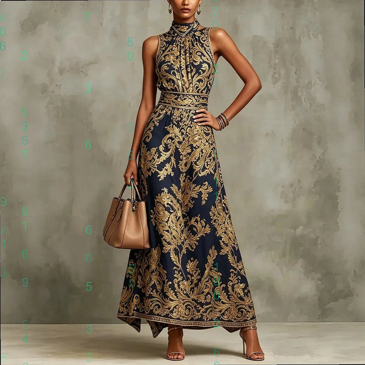 Seraphina | Gold Embroidered Evening Gown