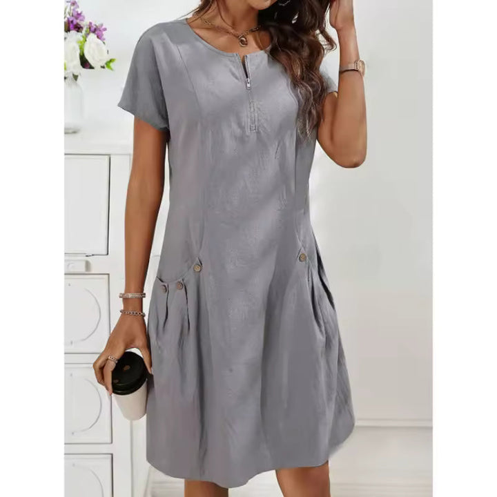 Grisandra | Zip Front Linen Dress
