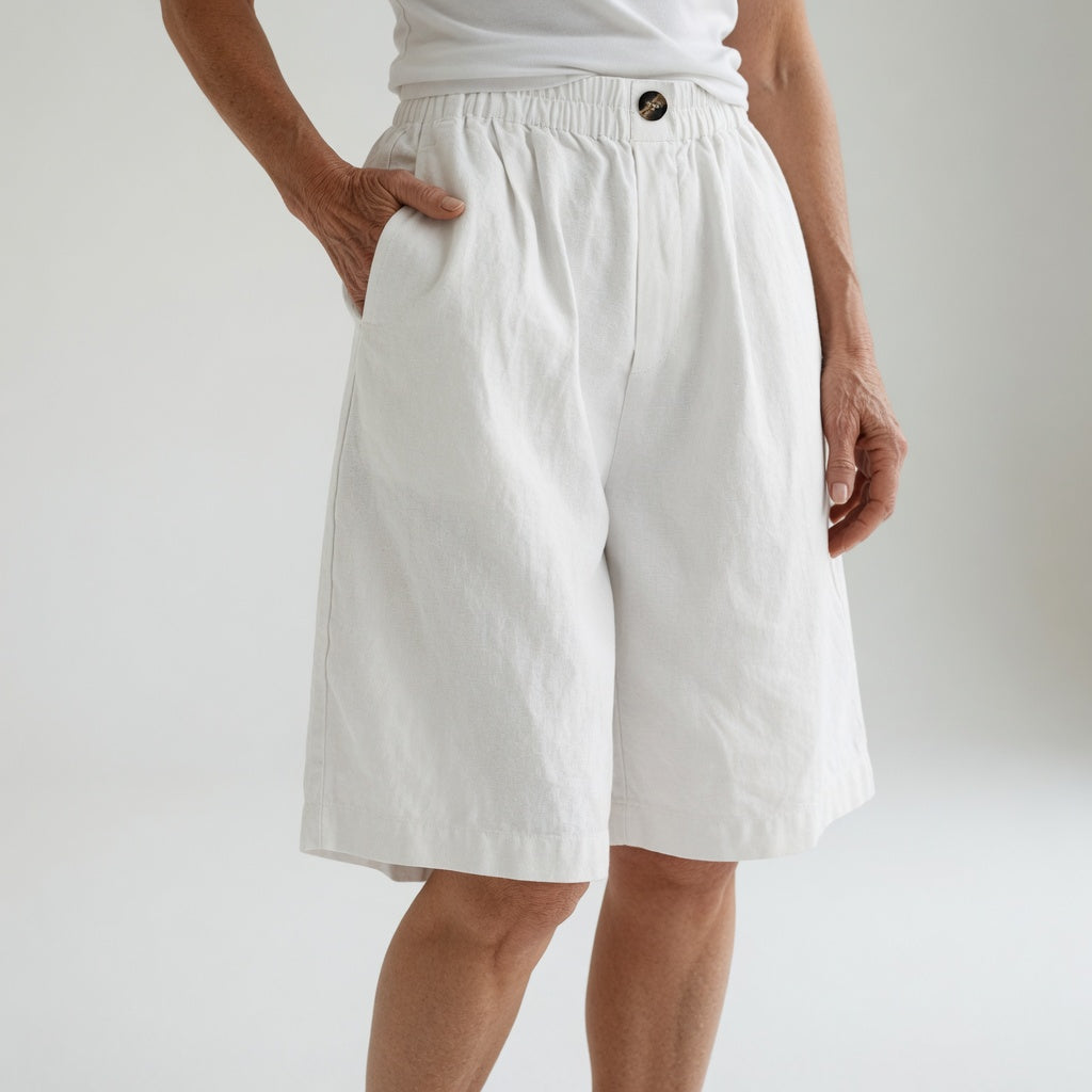 Amberley | Breezy Wide Leg Linen Shorts with Elastic Waist