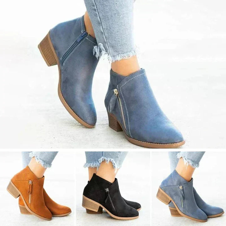 Mona | Women’s Ankle Boots | Side-Zip Design with Low Heel