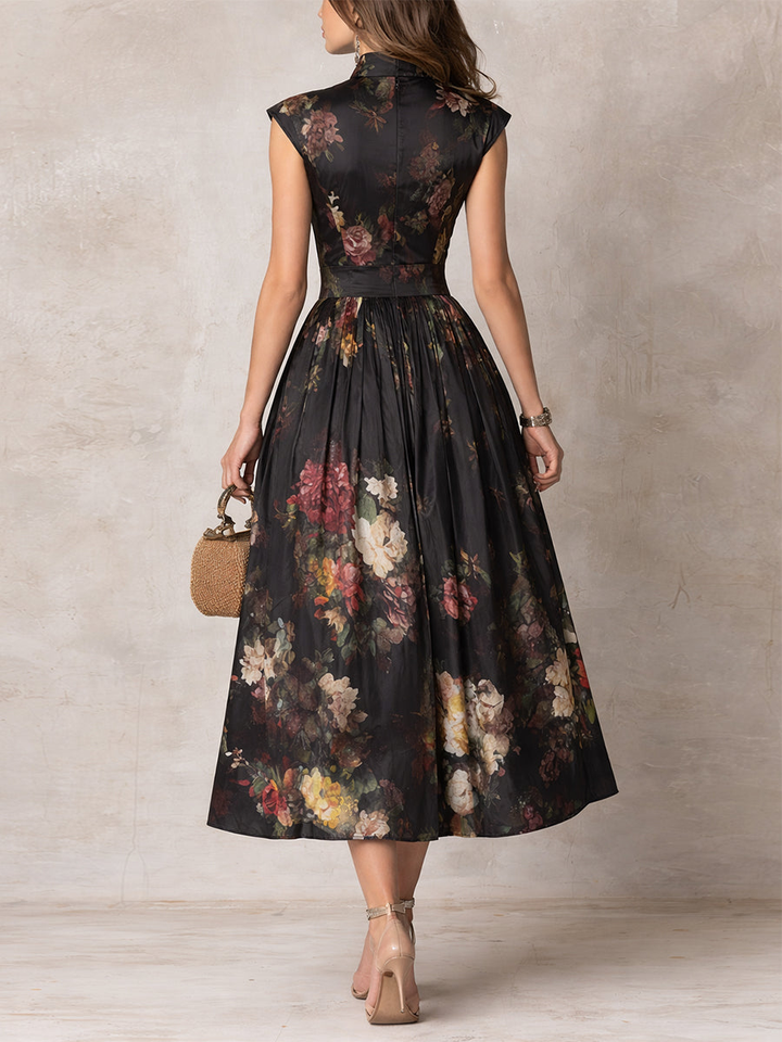 Solenne | Pleated Satin Midi Dress