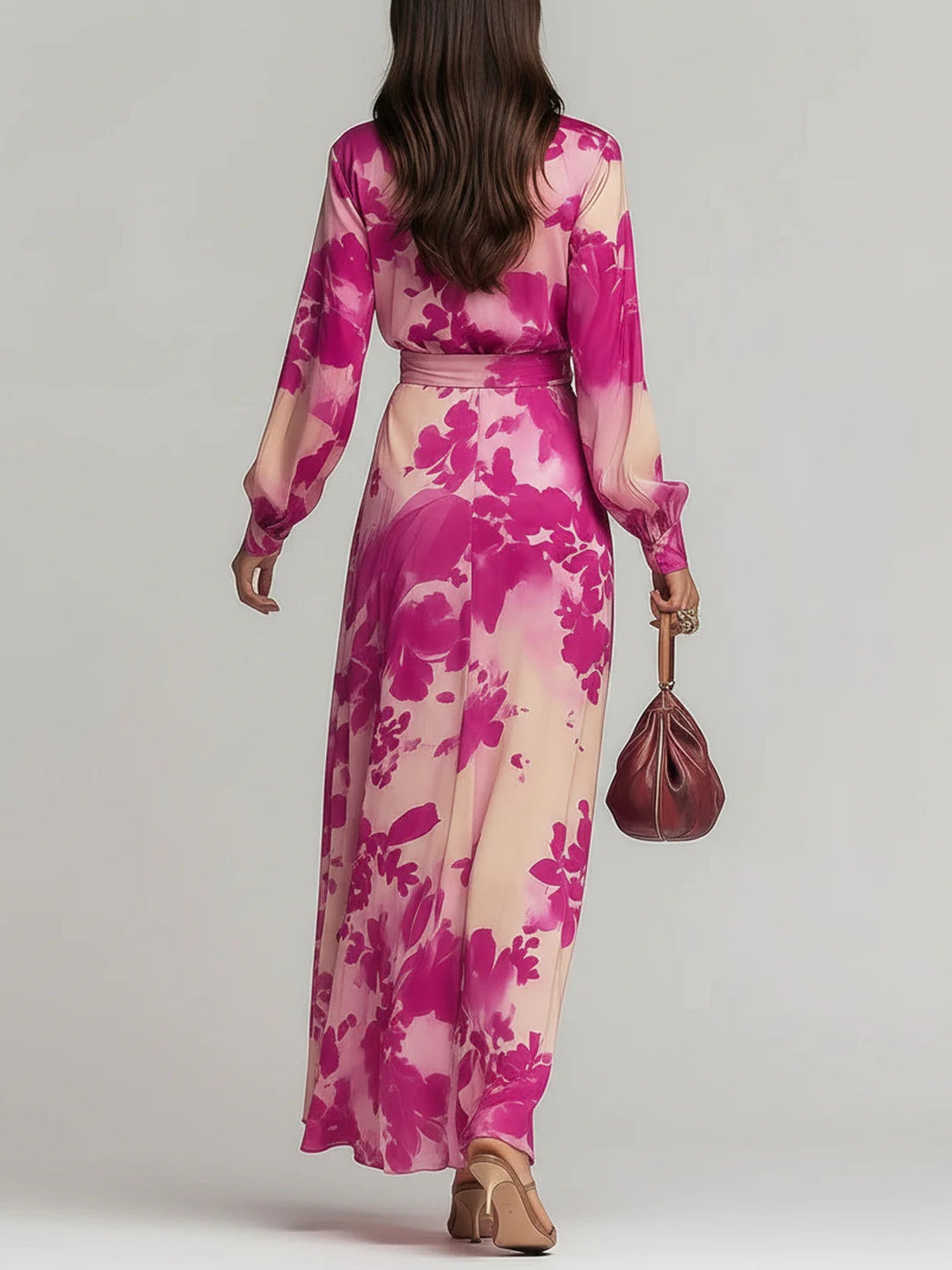 Julia | Floral Maxi Dress with V-Neck and Belt