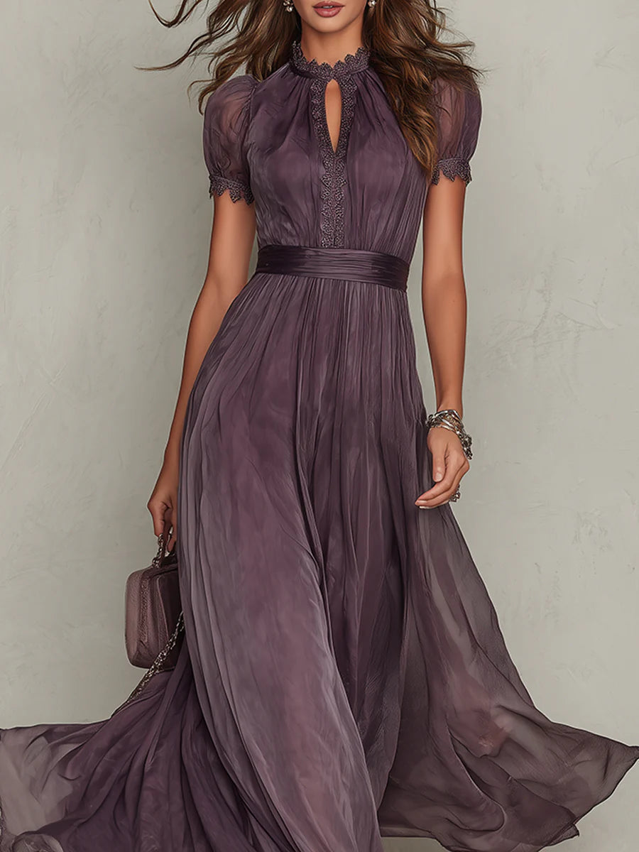 Violetta | Violet Slit-Neck Maxi Dress
